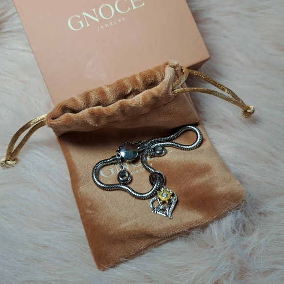 Gnoce bracelet with 925 silver Niece dangle charm and safety chain - Picture 3 of 7